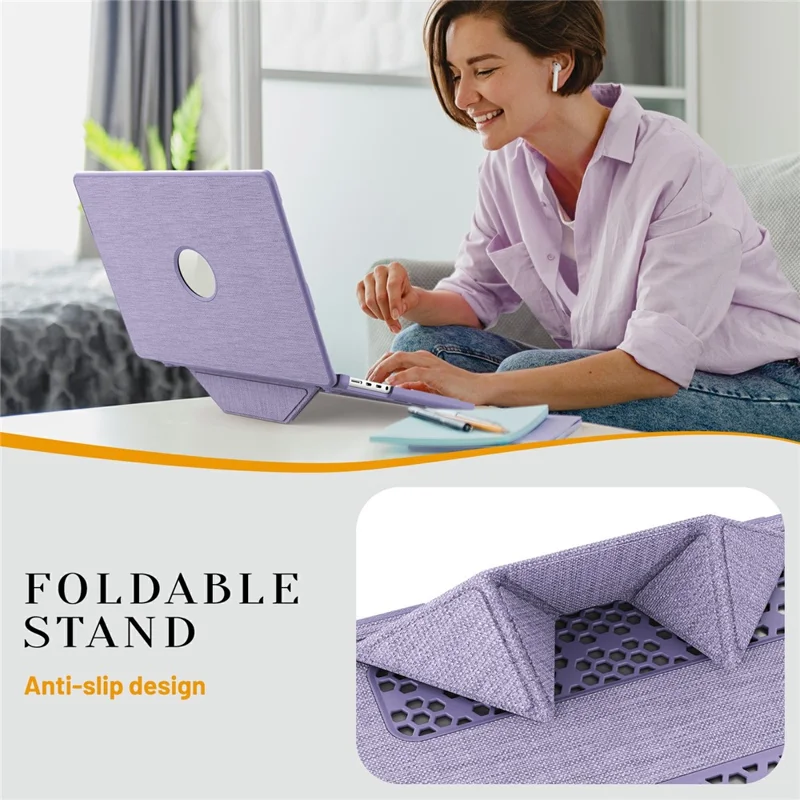 Laptop Case for MacBook Pro 14 inch (2024) / (2023) / (2021) A2442 / A2779 / A2918 A2992  / A3112 A3185 A3401 Kickstand Cover with Logo View - Purple