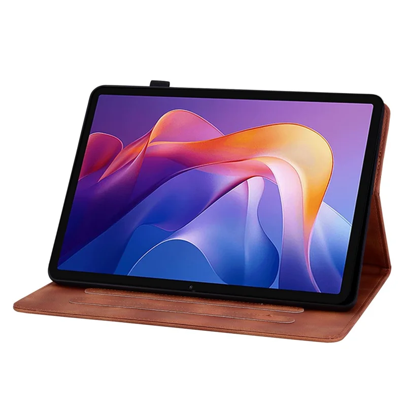 For Xiaomi Redmi Pad 2 Case Lily Flower Imprint Card Slots Leather Tablet Cover - Brown