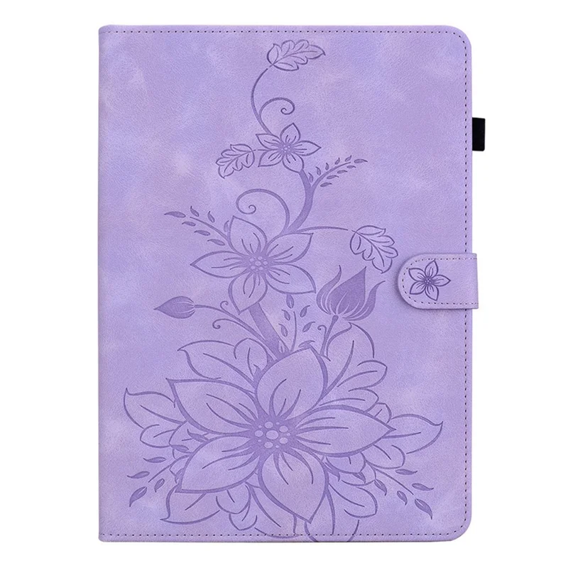 Capa para Xiaomi Redmi Pad 2 Estampa de Flor de Lírio Slots para Cartões Capa de Couro para Tablet - Roxo
