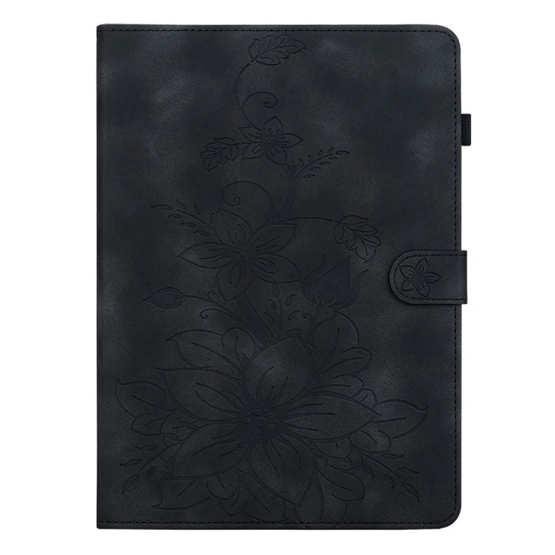 For Xiaomi Redmi Pad 2 11 Case Lily Flower Imprint Card Slots Leather Tablet Cover - Black