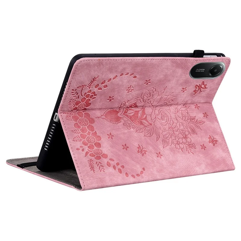 Capa para Xiaomi Redmi Pad 2 com Porta-cartões, Couro Anti-risco, Estampa de Flor Rosa - Rosa