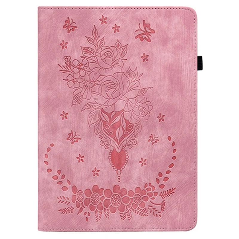 Capa para Xiaomi Redmi Pad 2 com Porta-cartões, Couro Anti-risco, Estampa de Flor Rosa - Rosa