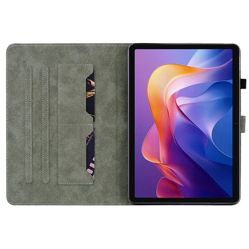 Cover per Xiaomi Redmi Pad 2 con Porta Carte, Antigraffio in Pelle con Stampa di Rosa - Blu