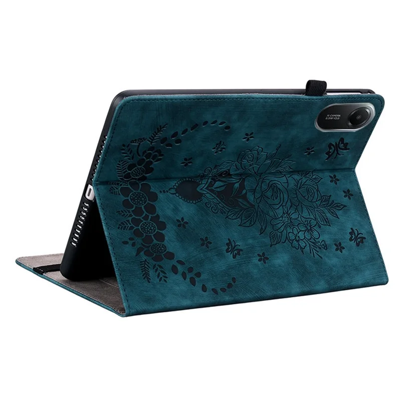 Cover per Xiaomi Redmi Pad 2 con Porta Carte, Antigraffio in Pelle con Stampa di Rosa - Blu