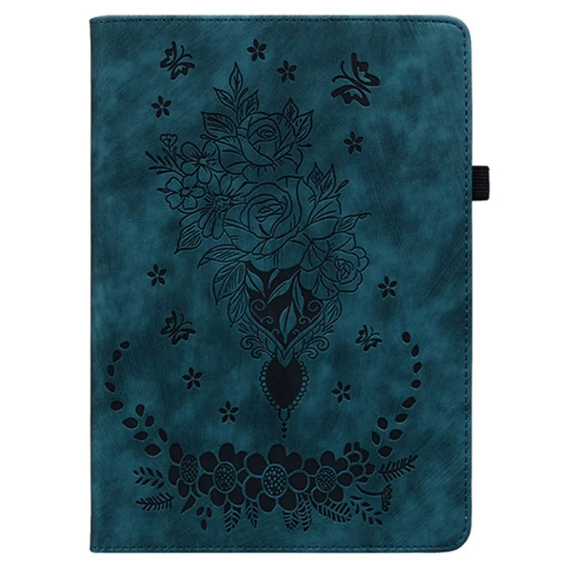 Cover per Xiaomi Redmi Pad 2 con Porta Carte, Antigraffio in Pelle con Stampa di Rosa - Blu
