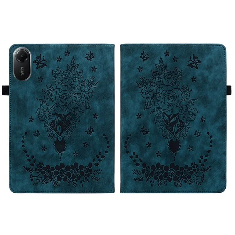 Cover per Xiaomi Redmi Pad 2 con Porta Carte, Antigraffio in Pelle con Stampa di Rosa - Blu