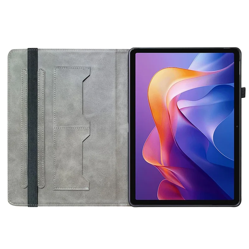 Capa de Couro para Xiaomi Redmi Pad 2 com Estampa de Borboleta Azul, Suporte e Compartimentos para Cartões
