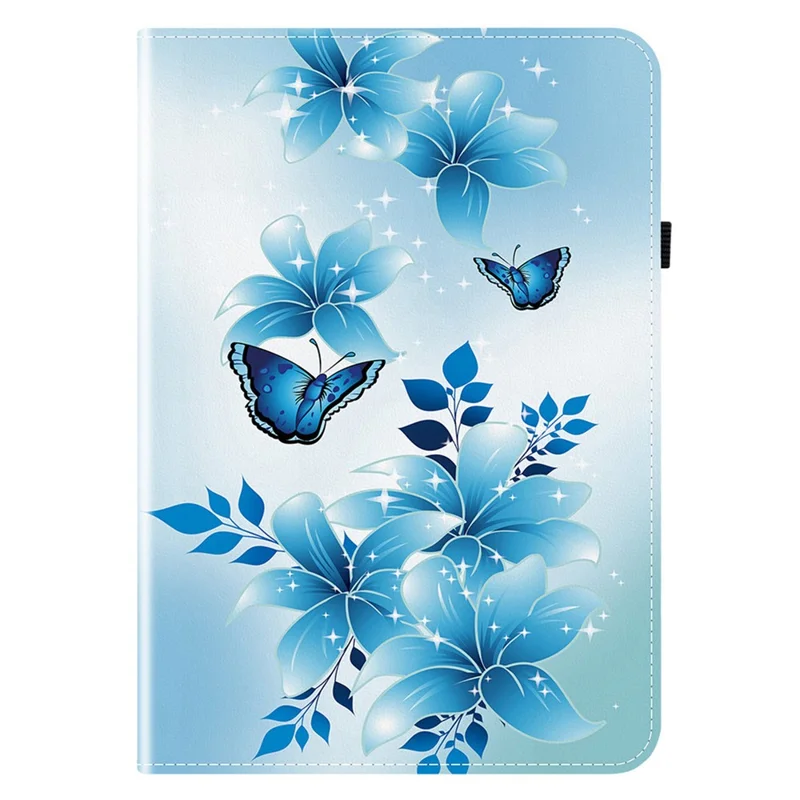 Capa de Couro para Xiaomi Redmi Pad 2 com Estampa de Borboleta Azul, Suporte e Compartimentos para Cartões