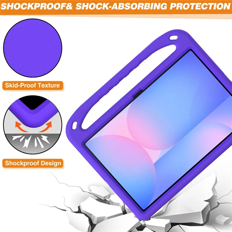 Capa para Samsung Galaxy Tab S10 FE+ com Alça de Mão, Suporte de Apoio e Capa de EVA - Roxa