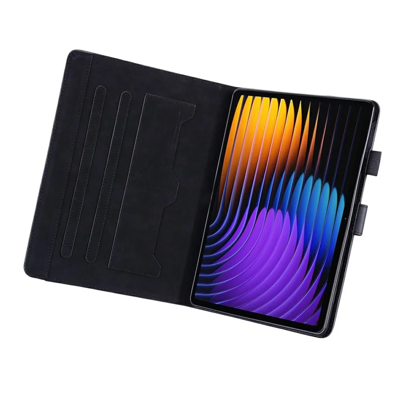 For Xiaomi Pad 7 / 7 Pro Case Tablet Stand Leather Cover Card Slots Animal Pattern - Black