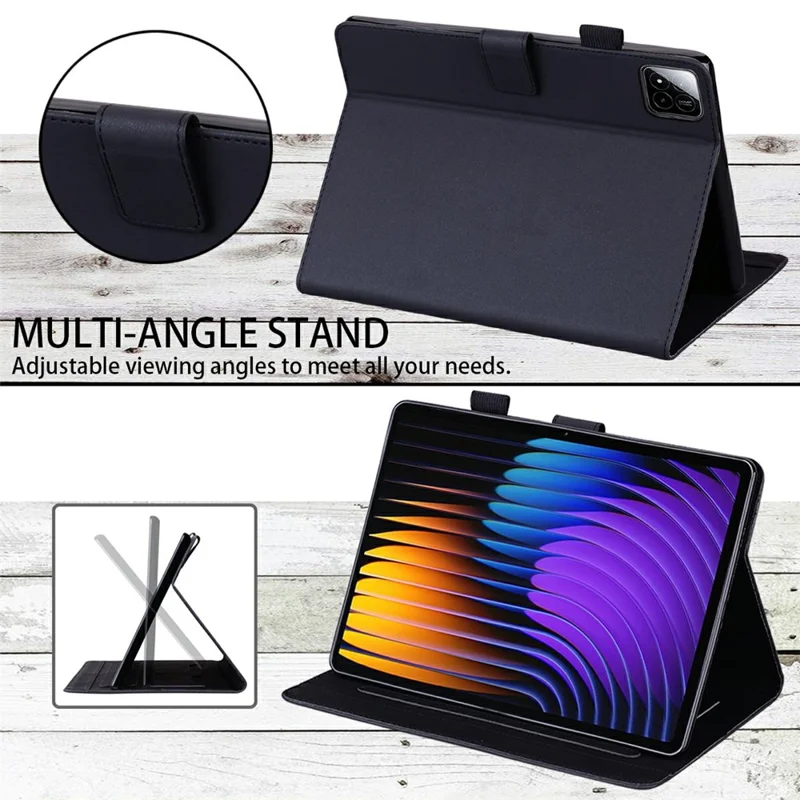 For Xiaomi Pad 7 / 7 Pro Case Tablet Stand Leather Cover Card Slots Animal Pattern - Black
