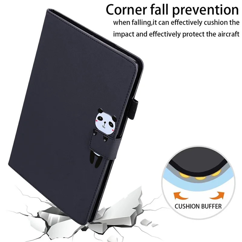 Чехол для Lenovo Xiaoxin Pad Pro 12.7 (2025) с подставкой, кожаный, с отсеком для карт и рисунком в виде животных - Черный