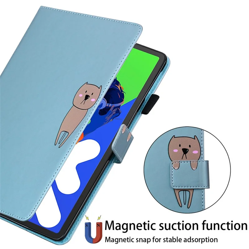 For Lenovo Xiaoxin Pad Pro 12.7 (2025) Case Tablet Stand Leather Cover Card Slots Animal Pattern - Blue