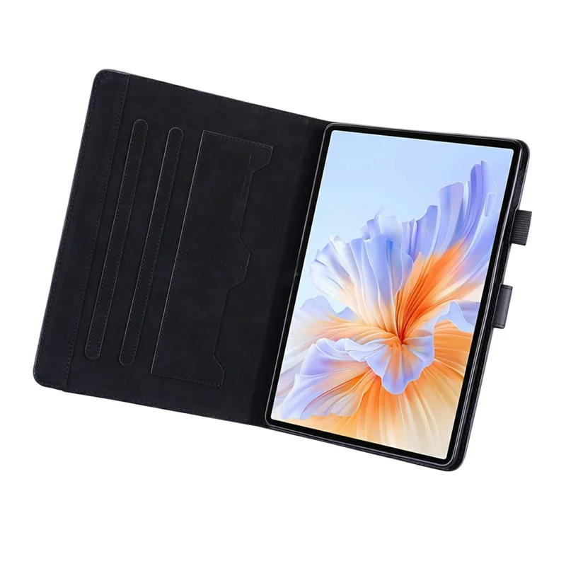 Capa para Tablet For Honor Pad V9 com Suporte em Couro, Slots para Cartões e Padrão de Animal - Preto