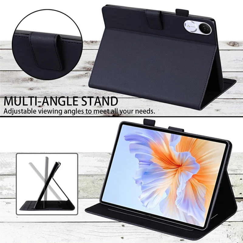 Capa para Tablet For Honor Pad V9 com Suporte em Couro, Slots para Cartões e Padrão de Animal - Preto