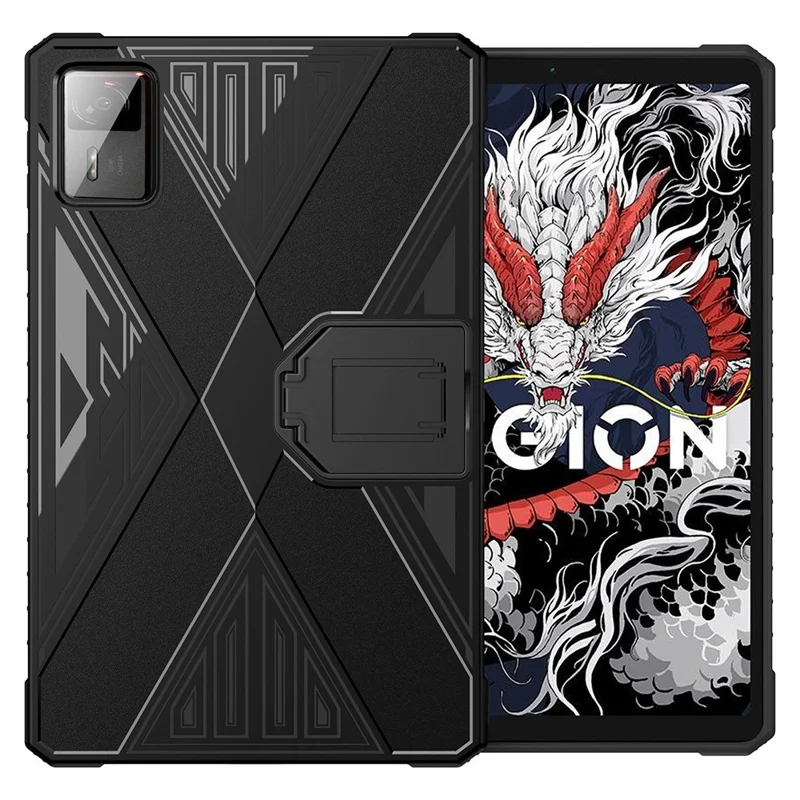 Für Lenovo Legion Y700 4. Generation Hülle PC Kickstand TPU Anti-Drop Tablet Cover - Schwarz