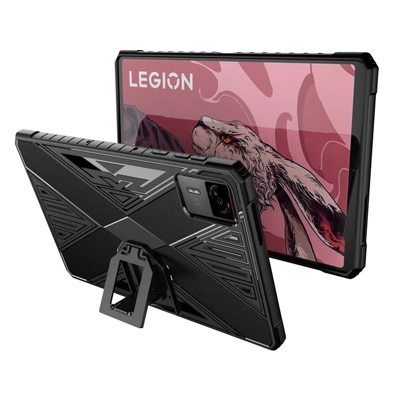 Für Lenovo Legion Y700 4. Generation Hülle PC Kickstand TPU Anti-Drop Tablet Cover - Schwarz