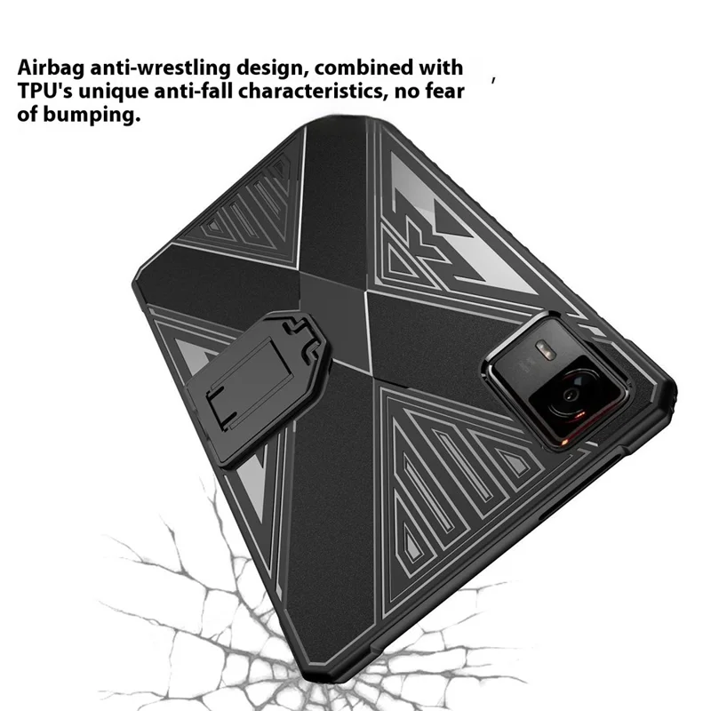 Für Lenovo Legion Y700 4. Generation Hülle PC Kickstand TPU Anti-Drop Tablet Cover - Schwarz
