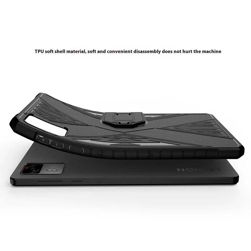 Für Lenovo Legion Y700 4. Generation Hülle PC Kickstand TPU Anti-Drop Tablet Cover - Schwarz