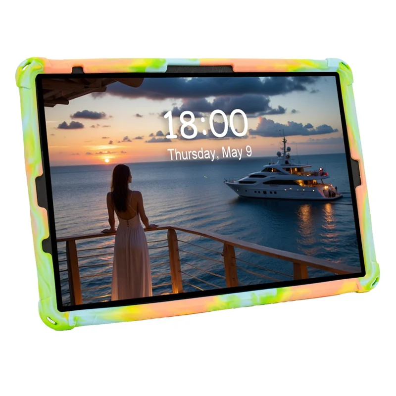 For iPad (2025) / 10.9 (2022) Case PC Kickstand Silicone Heat-Dissipating Protective Cover - Colorful Green