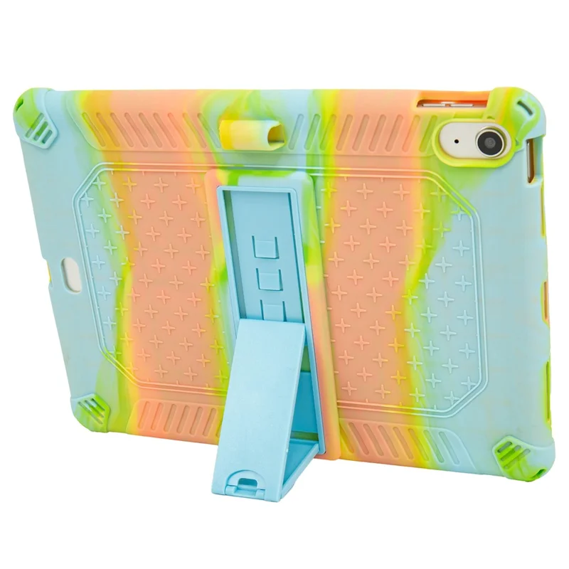 For iPad (2025) / 10.9 (2022) Case PC Kickstand Silicone Heat-Dissipating Protective Cover - Colorful Green