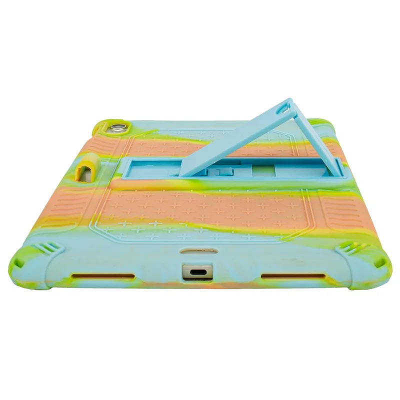 For iPad (2025) / 10.9 (2022) Case PC Kickstand Silicone Heat-Dissipating Protective Cover - Colorful Green