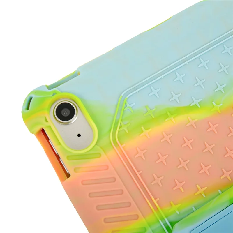 For iPad (2025) / 10.9 (2022) Case PC Kickstand Silicone Heat-Dissipating Protective Cover - Colorful Green