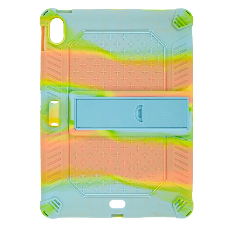 For iPad (2025) / 10.9 (2022) Case PC Kickstand Silicone Heat-Dissipating Protective Cover - Colorful Green