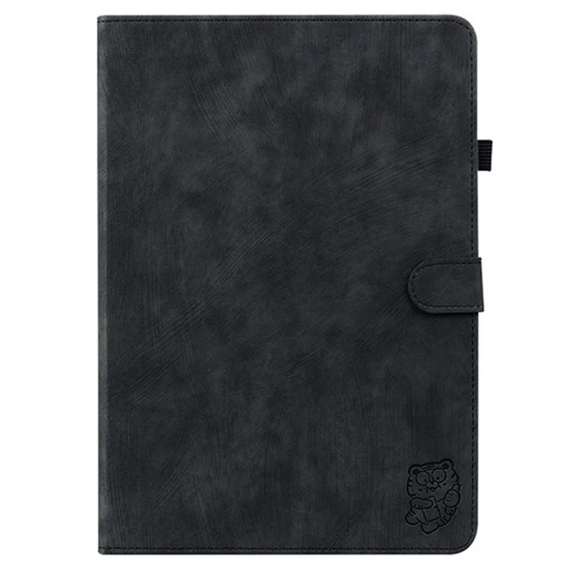 For Xiaomi Redmi Pad 2 Case Tiger Imprint Anti-Scratch PU Leather Tablet Cover - Black