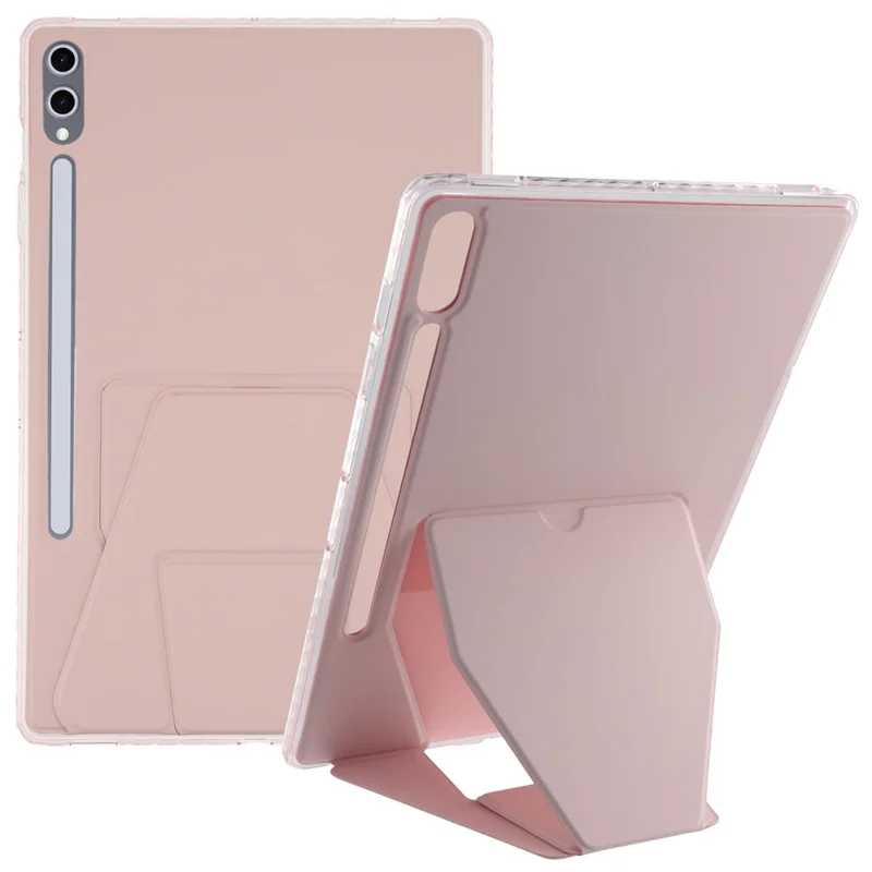 Étui pour tablette Samsung Galaxy Tab S10+ / S9 FE+ / S9+ en cuir PU TPU avec support - Rose