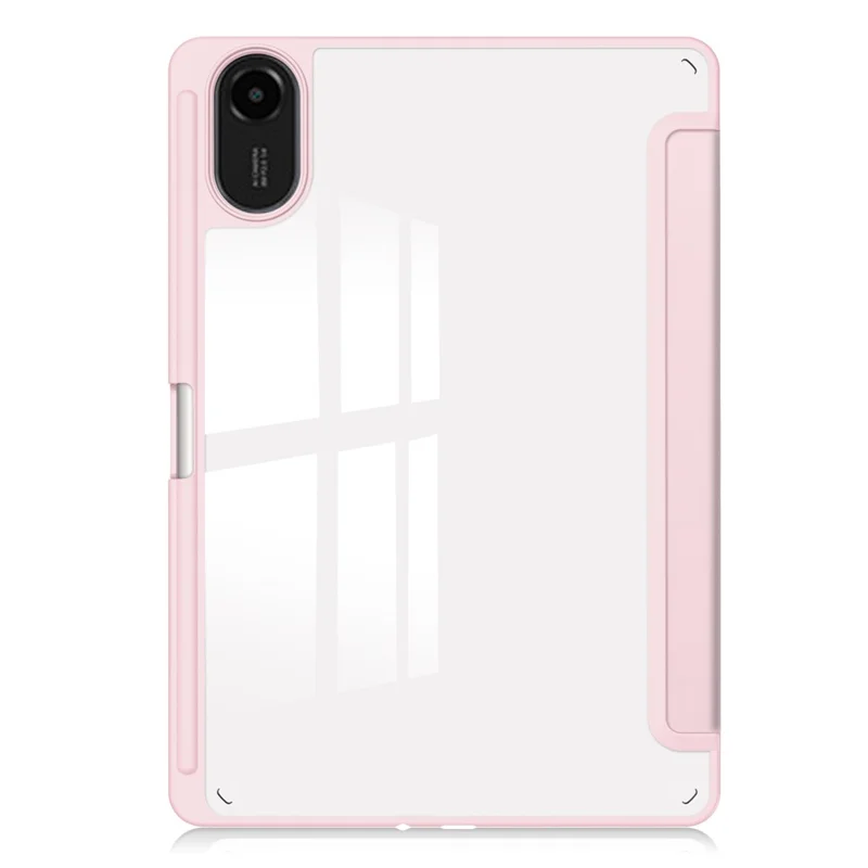 For Xiaomi Redmi Pad 2 Case Clear Acrylic Leather Tablet Cover Support Auto Sleep  /  Wake - Pink