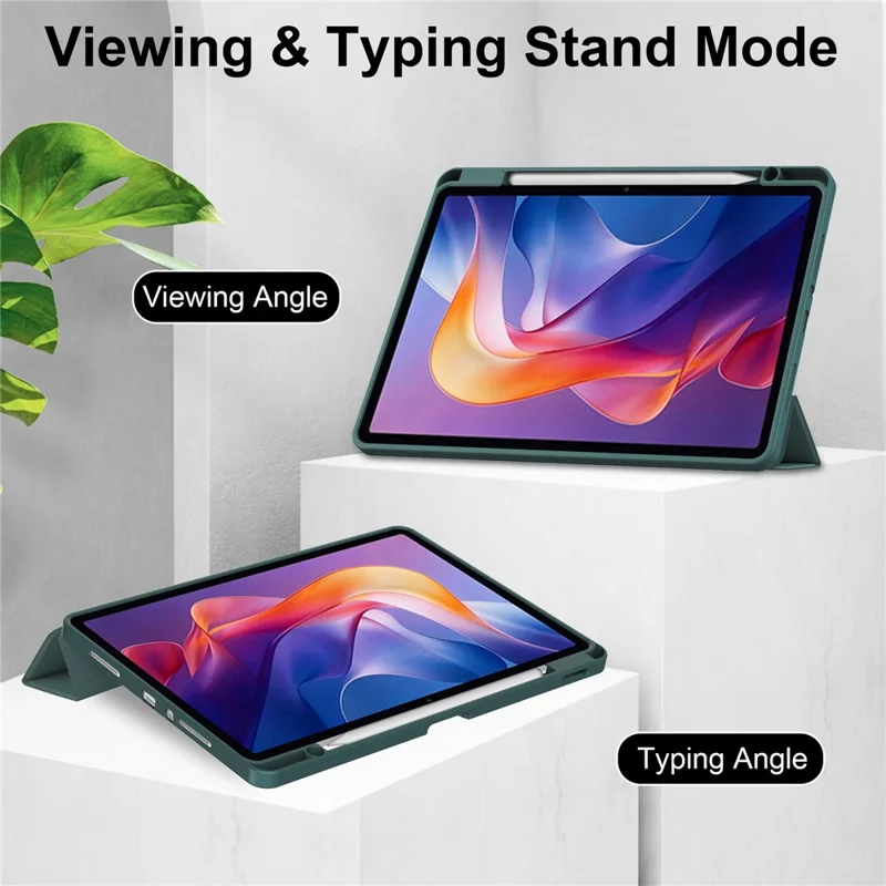 For Xiaomi Redmi Pad 2 Case Clear Acrylic Leather Tablet Cover Support Auto Sleep  /  Wake - Green