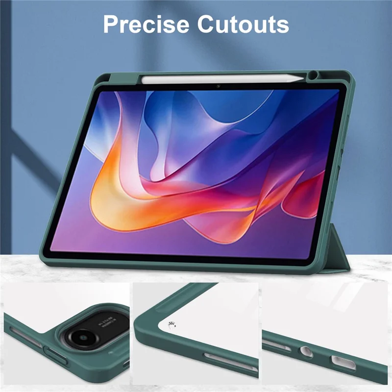 For Xiaomi Redmi Pad 2 Case Clear Acrylic Leather Tablet Cover Support Auto Sleep  /  Wake - Green