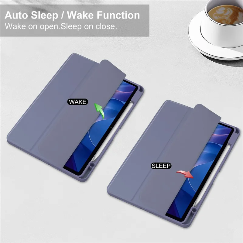 For Xiaomi Redmi Pad 2 Case Clear Acrylic Leather Tablet Cover Support Auto Sleep  /  Wake - Purple