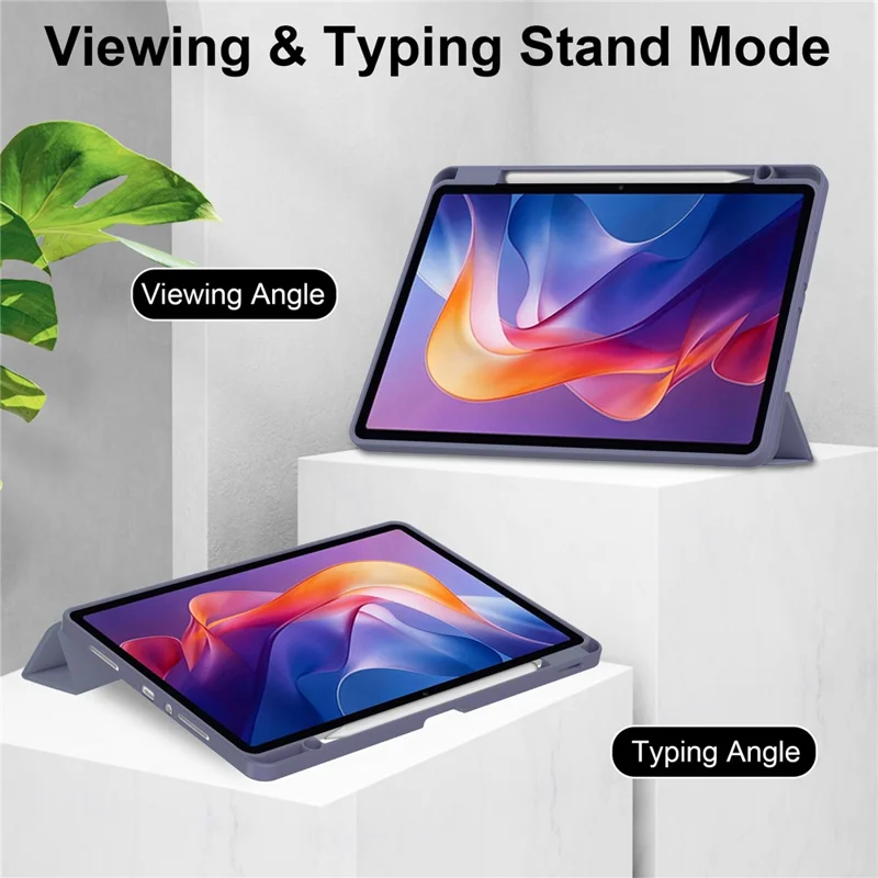 For Xiaomi Redmi Pad 2 Case Clear Acrylic Leather Tablet Cover Support Auto Sleep  /  Wake - Purple