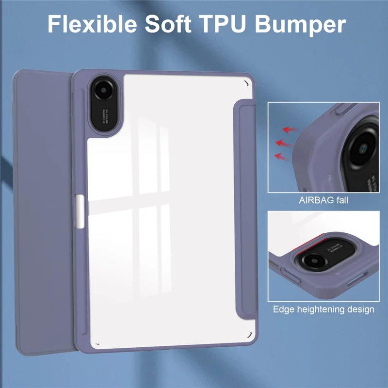 For Xiaomi Redmi Pad 2 Case Clear Acrylic Leather Tablet Cover Support Auto Sleep  /  Wake - Purple