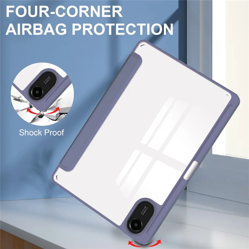 For Xiaomi Redmi Pad 2 Case Clear Acrylic Leather Tablet Cover Support Auto Sleep  /  Wake - Purple