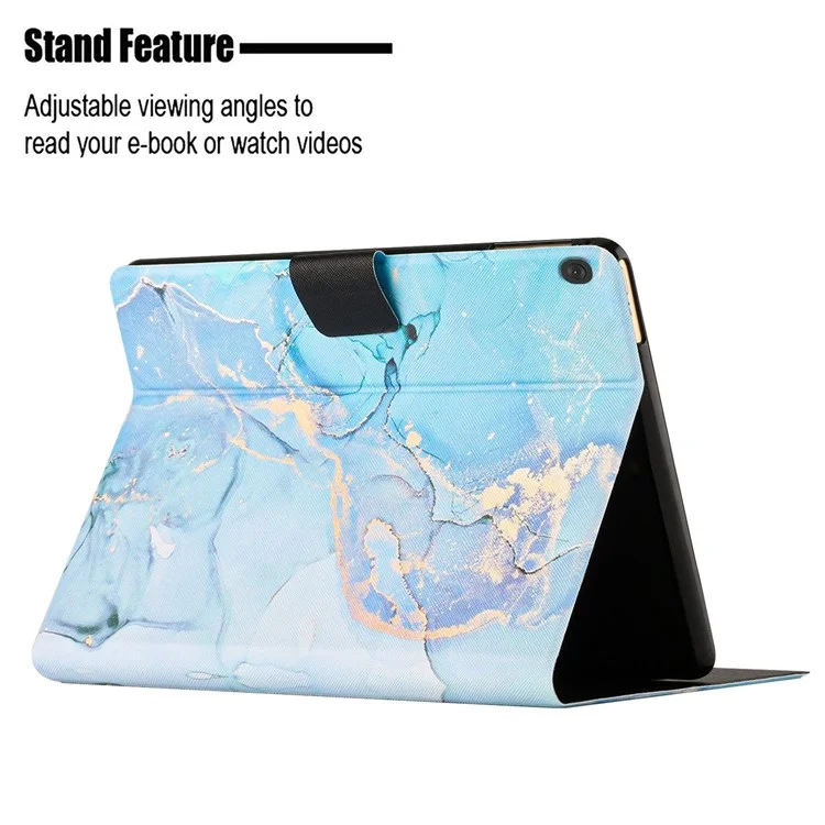 Per Lenovo Tab M10 TB-X605F / X505 Supporto Regolabile Stand Marmo Modello Custodia Tablet Pelle PU Supporto per Schede Antigraffio Case - Marmo Blu