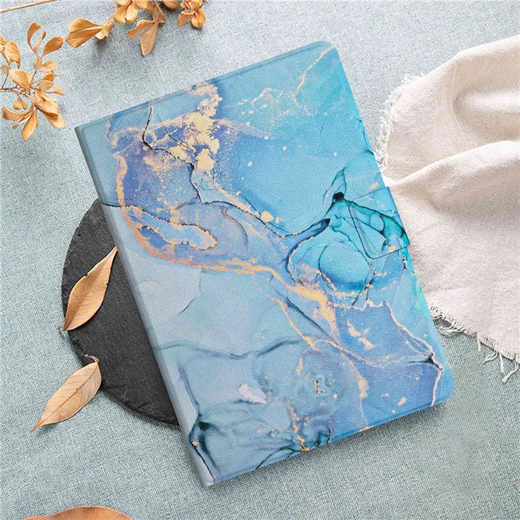 Per Lenovo Tab M10 TB-X605F / X505 Supporto Regolabile Stand Marmo Modello Custodia Tablet Pelle PU Supporto per Schede Antigraffio Case - Marmo Blu