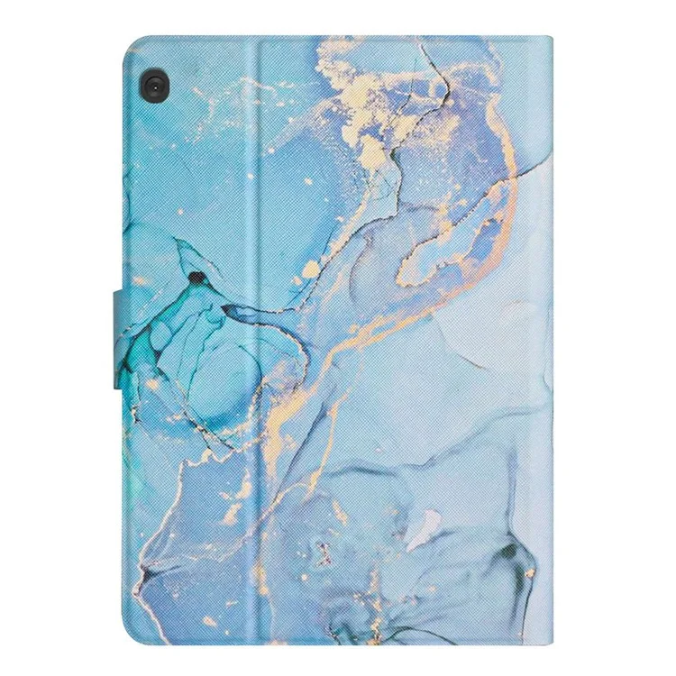 Per Lenovo Tab M10 TB-X605F / X505 Supporto Regolabile Stand Marmo Modello Custodia Tablet Pelle PU Supporto per Schede Antigraffio Case - Marmo Blu