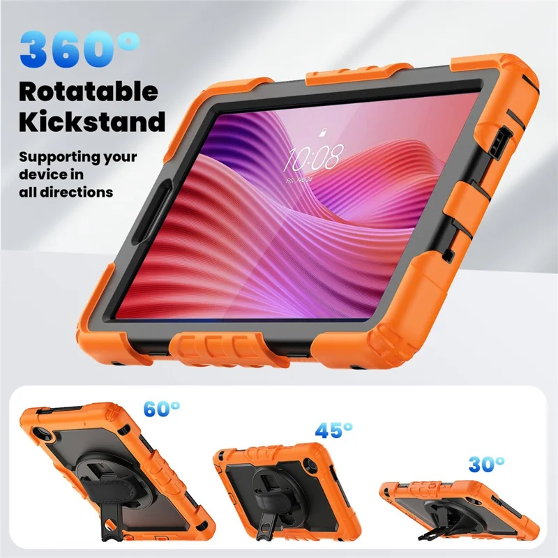 Чехол для Lenovo Tab K9 TB305FU из ПК + силикона с защитной пленкой ПЭТ и наплечным ремнем - Оранжевый