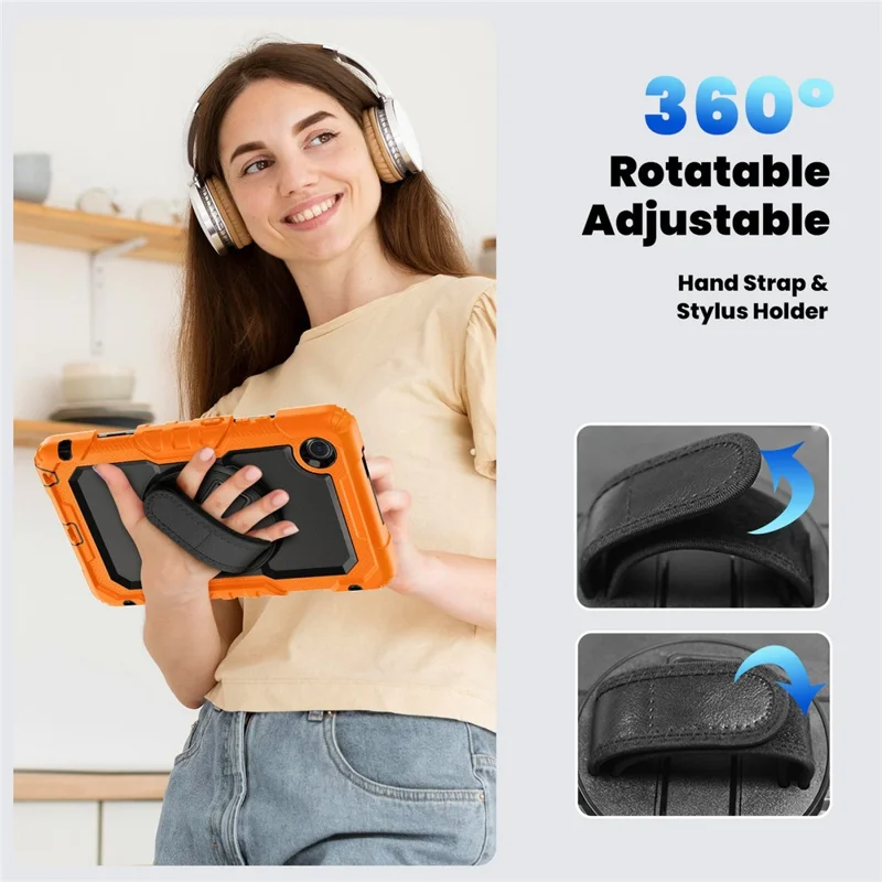 Чехол для Lenovo Tab K9 TB305FU из ПК + силикона с защитной пленкой ПЭТ и наплечным ремнем - Оранжевый