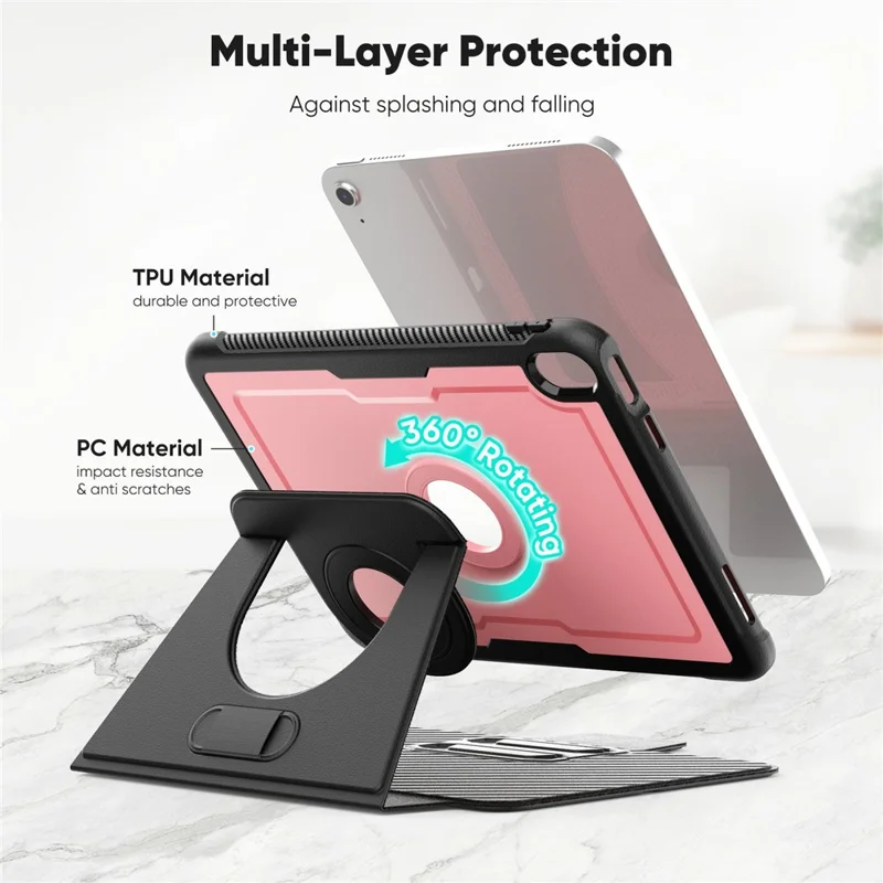 Tablet-Hülle für iPad (2025) / 10.9 (2022) Abnehmbares PC + TPU + PU-Leder Flip Cover - Rosa