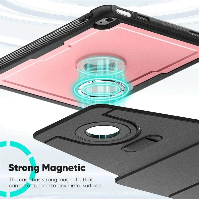 Tablet-Hülle für iPad (2025) / 10.9 (2022) Abnehmbares PC + TPU + PU-Leder Flip Cover - Rosa
