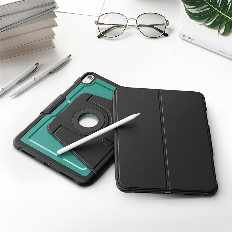 Capa para iPad (2025) / 10,9 (2022) Case Destacável PC + TPU + Couro PU Flip Cover - Verde Escuro