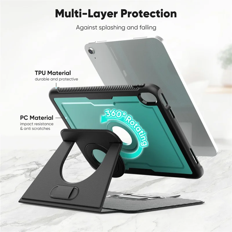 Capa para iPad (2025) / 10,9 (2022) Case Destacável PC + TPU + Couro PU Flip Cover - Verde Escuro