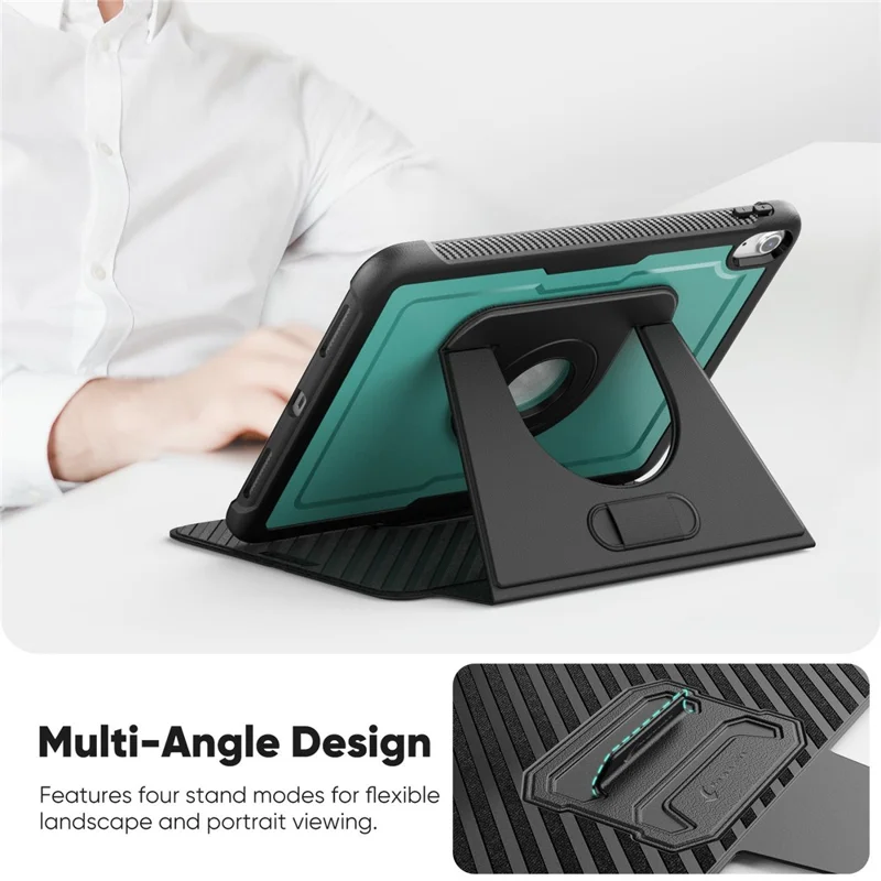 Capa para iPad (2025) / 10,9 (2022) Case Destacável PC + TPU + Couro PU Flip Cover - Verde Escuro