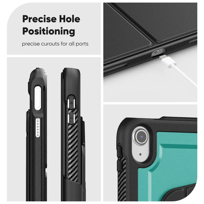 Capa para iPad (2025) / 10,9 (2022) Case Destacável PC + TPU + Couro PU Flip Cover - Verde Escuro