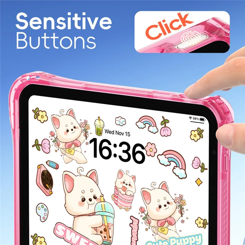 For iPad (2025)  /  10.9 (2022) Case Kickstand Hand Strap Imprint PC + TPU + Acrylic Tablet Cover - Pink