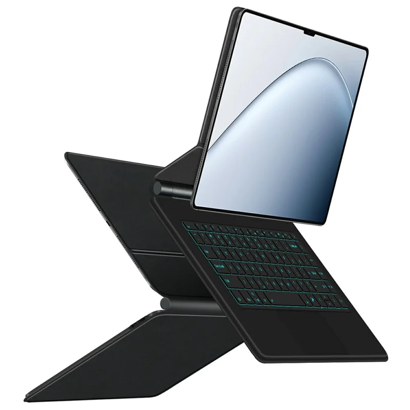 Pour Xiaomi Pad 7 Ultra Clavier magnétique flottant compatible Bluetooth (Français) + Étui en cuir pour tablette - Noir